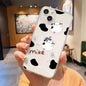 Cute Cow Print Fundas Luxury Transparent Phone Case For iPhone 15 14 13 12 11 Pro Max XS X XR 7 8 Plus Shockproof Cover Fundas
